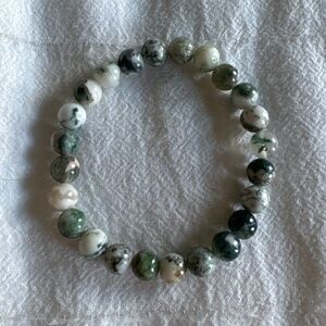 green and white stone bracelet